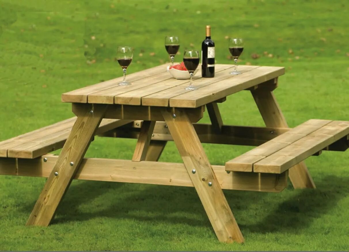 Простой стол для дачи своими руками Wooden Picnic Tables: Get More Organized Camping Experience Picnic table, Outdoo