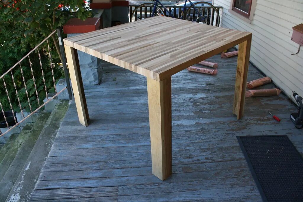 Простой стол для дачи своими руками Butcher Block Hardwood Table Hardwood table, Butcher block dining table, Patio t