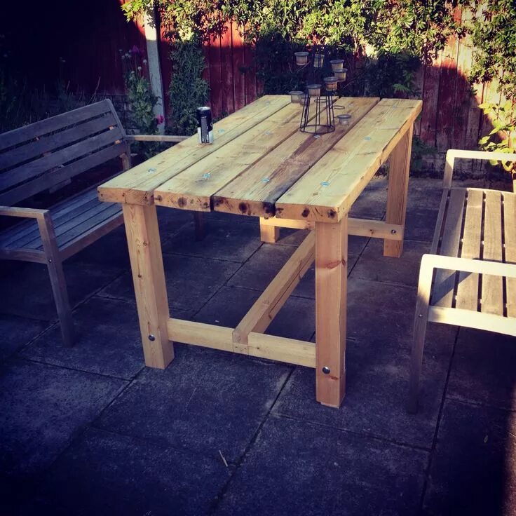 Простой стол для дачи своими руками My scaffold board table for the garden #scaffold Outdoor patio table, Garden tab