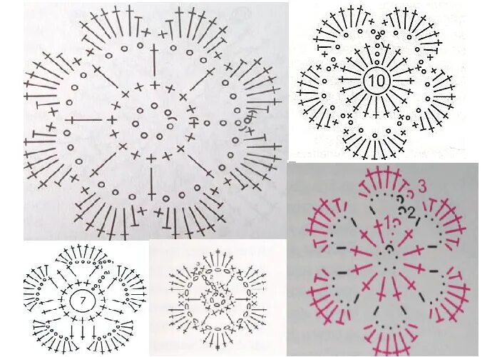 Простой цветок крючком схема Как связать цветок крючком: 18 схем с пояснением и видео - простой, пышный, объе