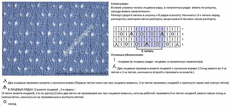 Простой узор спицами с накидами схемы Пин на доске Moda en agujas