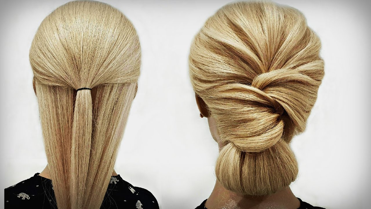 Простой волос прически Простая прическа из Резинки. ПОШАГОВО! A Simple hairstyle from an elastic band. 