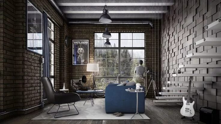 Пространства в стиле лофт Industrial Style Living Room Design: The Essential Guide Industrial style living