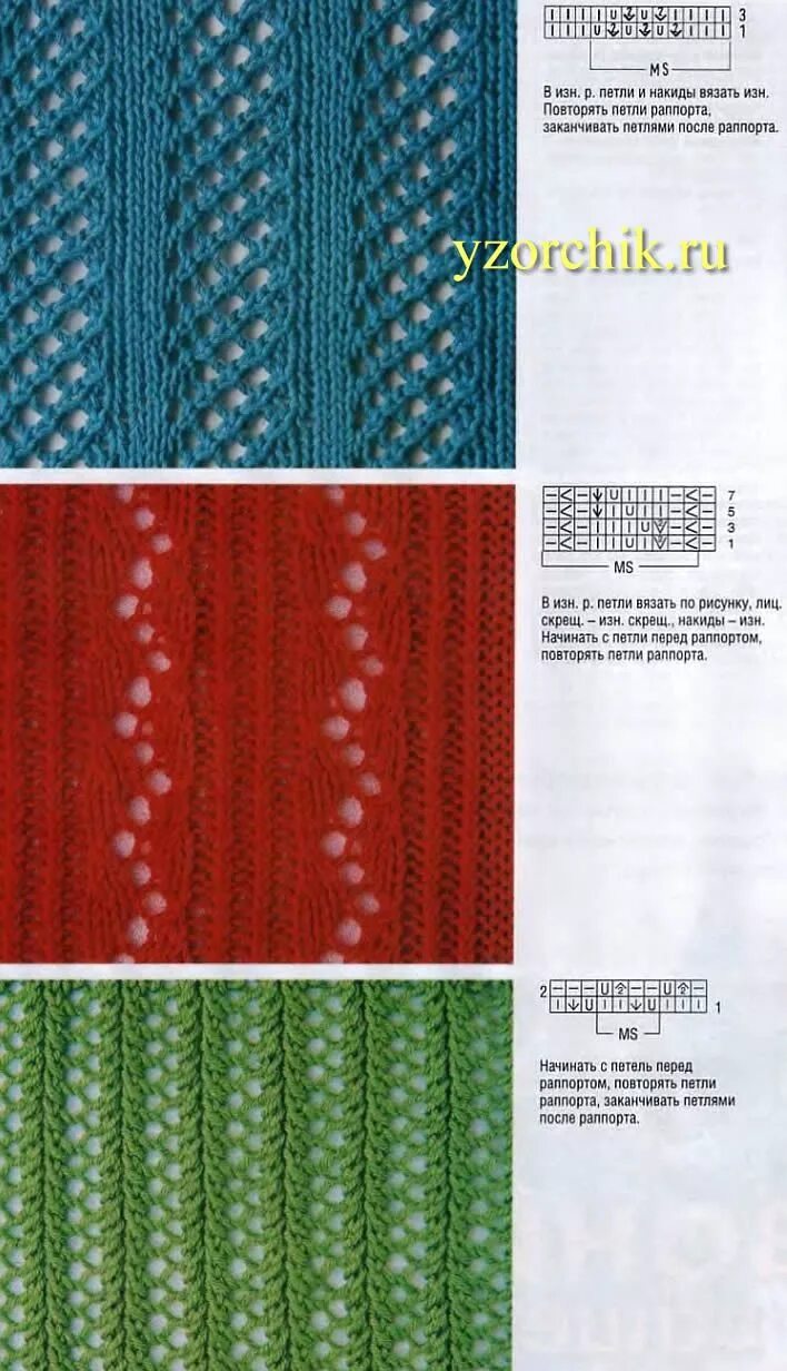 Простые ажурные дорожки спицами схемы Knitting Stitches Gallery (needles) Knit stitch patterns, Pattern, Stitch patter