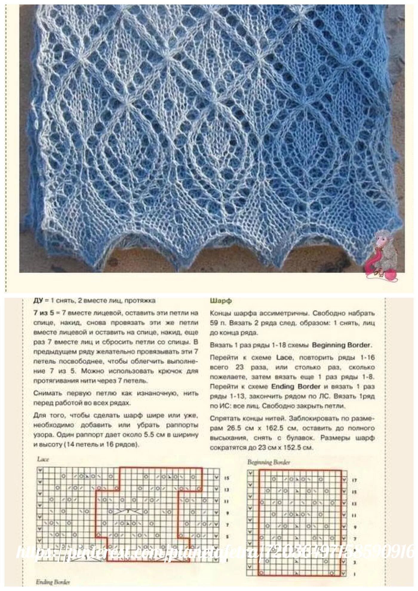 Вяжем палантины спицами + схемы Что умею, тем делюсь! Дзен