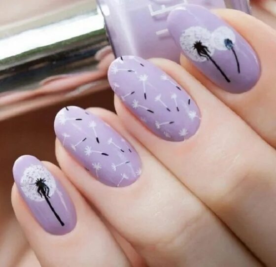 Простые идеи дизайна маникюра Нежный маникюр - 190 фото ногтей Dandelion nail art, Finger nail art, Nail desig