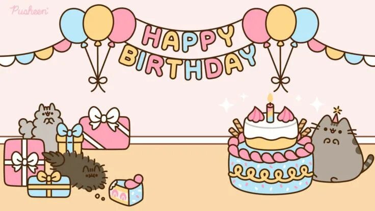 Простые картинки с днем рождения Pusheen Zoom Backgrounds Pusheen happy birthday, Happy birthday wallpaper, Birth