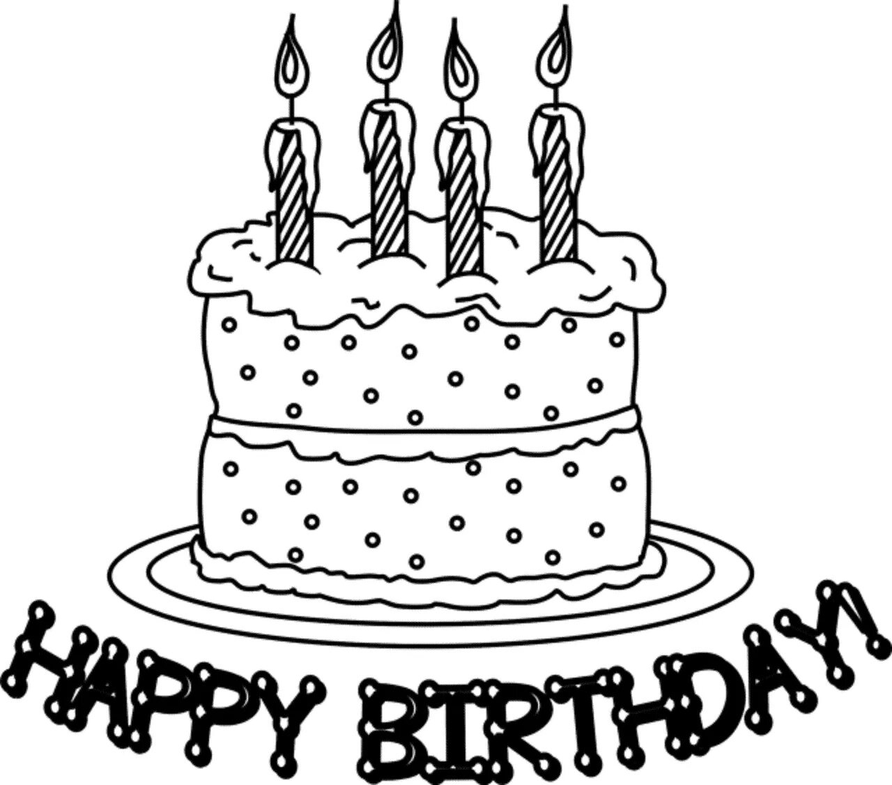 Простые картинки с днем рождения Happy Birthday Cake For Kid Coloring Page Coloring Pages Printables