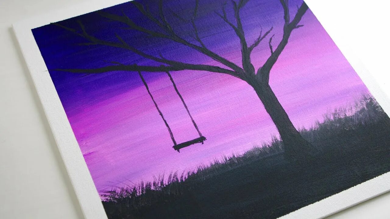 Простые картины фото Easy Painting Swing on Tree Daily Art #338 - YouTube