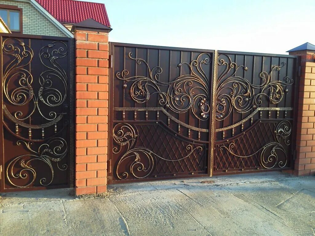 Простые кованые ворота фото Mskovka, wrought iron, Makarovo Village, 1с1 - Yandex Maps