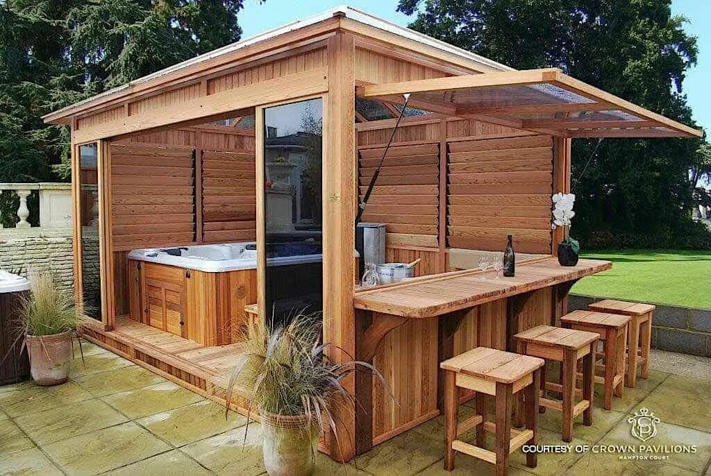 Простые летние кухни фото 25 Cheap DIY Hot Tub Enclosure Ideas Hot tub patio, Hot tub backyard, Hot tub ga