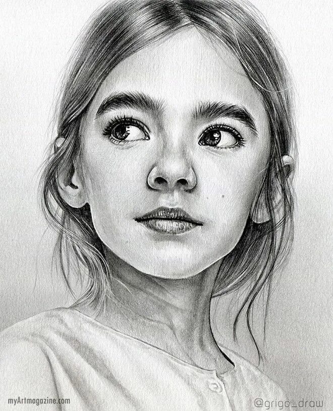 Простые портреты фото Realistic portrait pencil drawing girl by grigo draw https://myartmagazine.com/a