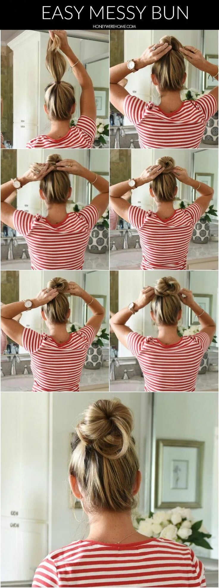 Простые прически для лета How to Do an Easy Messy Bun #hairstylesforlonghair Summer hairstyles, Hair bun t