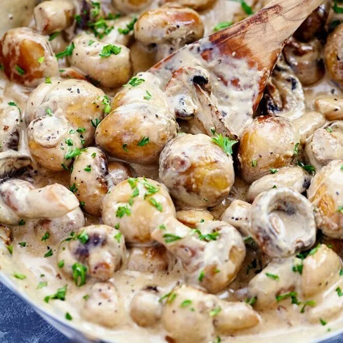 Простые рецепты с грибами шампиньонами фото Creamy Garlic Parmesan Mushroom Chowder Stuffed mushrooms, Mushroom recipes, Tha