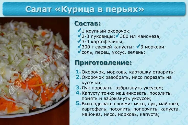 Простые салаты рецепты пошагово фото Салат Курица в перьях Food, Recipes, Cooking recipes