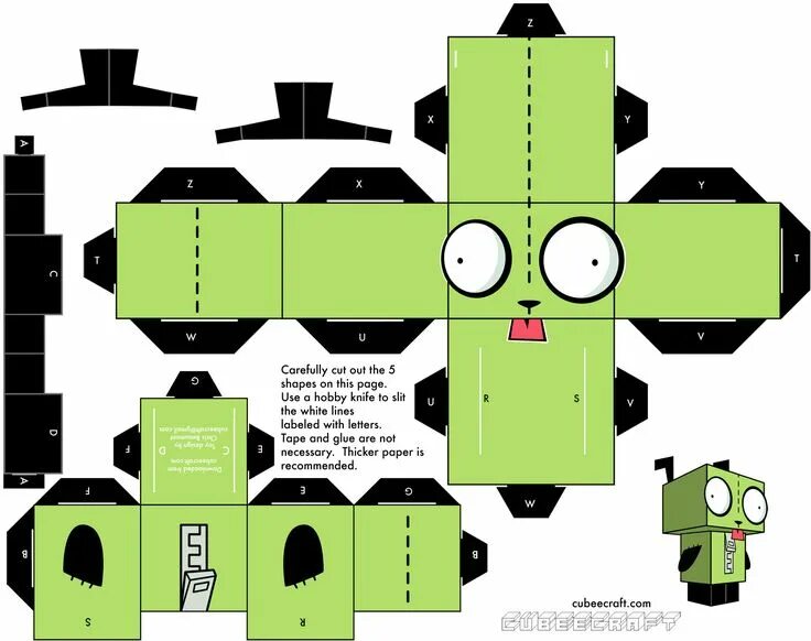 Простые самоделки из бумаги Invader Zim papercraft Gir Paper toys template, Paper doll template, Paper toys