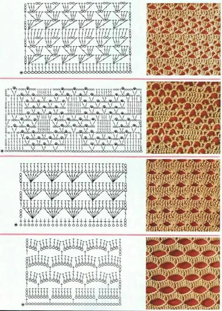 Простые схемы крючком фото Pontos de crochê, Cortinas de crochê, Pontos de croche diferentes