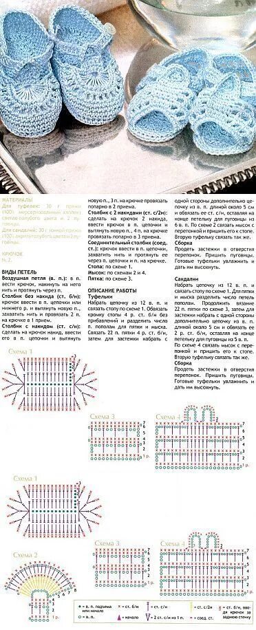 Простые схемы пинеток крючком для начинающих Knitting of bootees Связанные крючком пинетки, Вязание, Вязаные крючком пинетки 