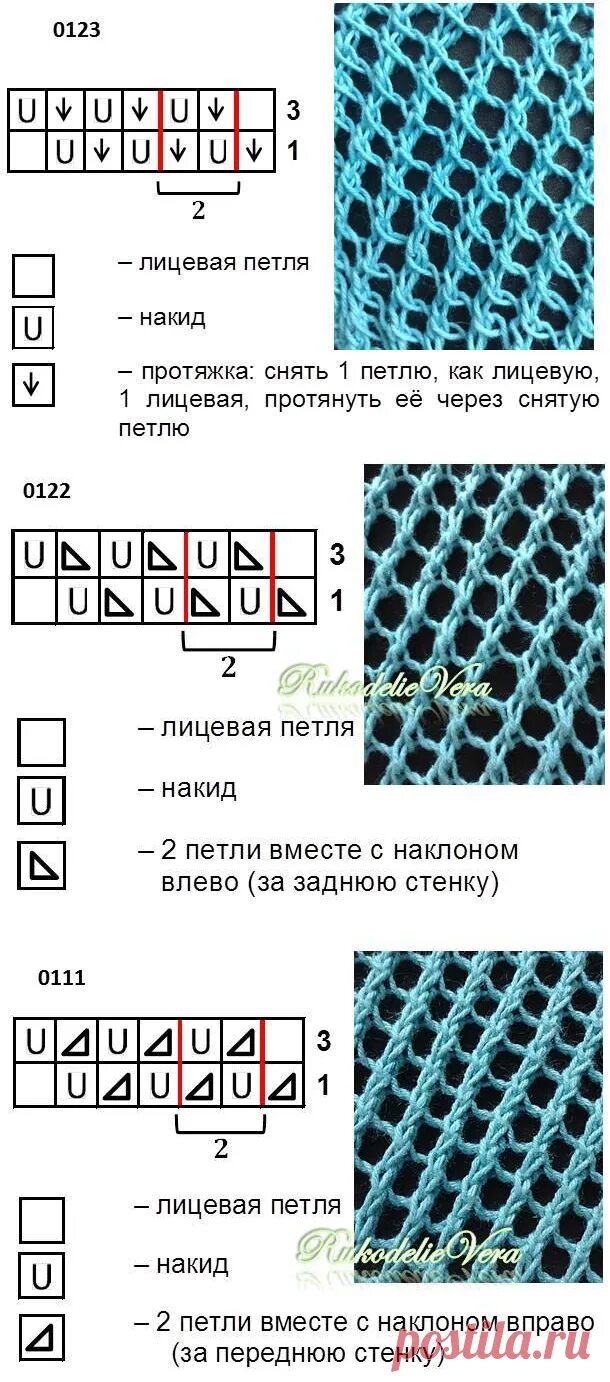 Простые схемы сеточка спицами Ажурные узоры сетка с наклоном спицами. - Ажурные узоры - Образцы схемы Узоры, м