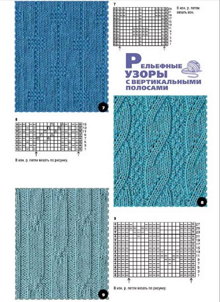 Простые схемы спицами лицевые и изнаночные Узоры из лицевых и изнаночных петель из журналов по вязанию Вязаные стежки, Несл