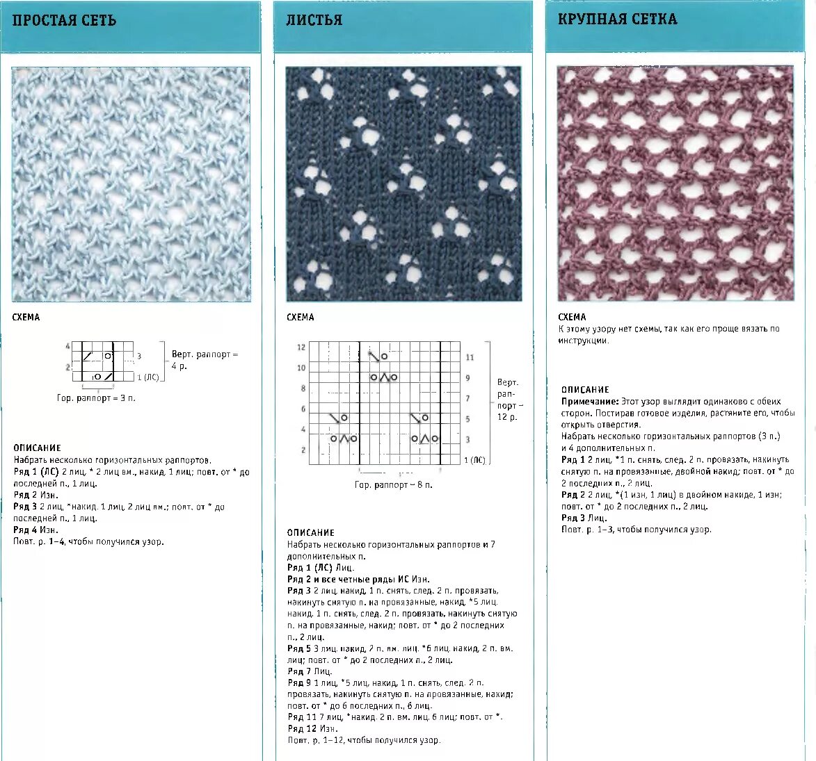 Простые схемы спицы описание бесплатно Простые узоры спицами, больше 70 схем вязания с описанием, Узоры для вязания спи