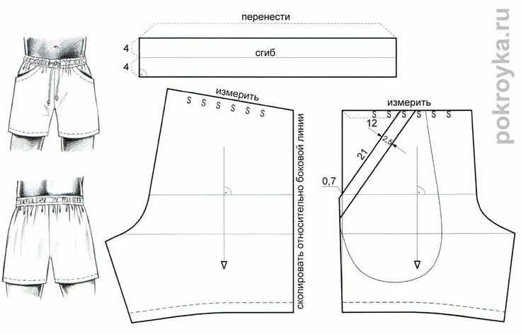 Простые шорты на резинке выкройка женские Выкройка мужских шорт Покройка-уроки кроя и шитья Shorts pattern sewing, Mens sh