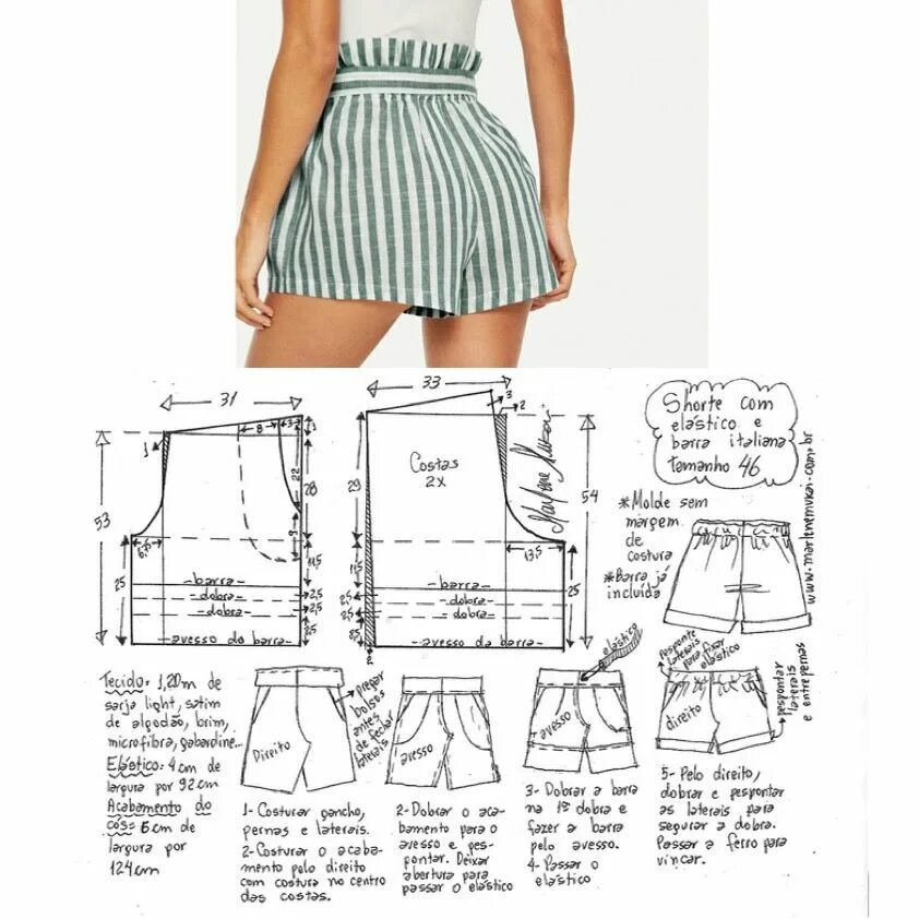 Простые шорты на резинке выкройка женские Skirt and Shorts Sewing Pattern for Women