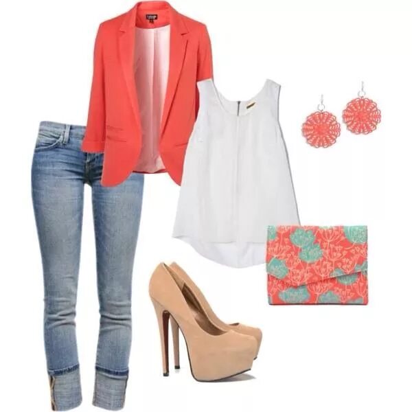 Простые сочетания одежды LOVE the Melon colored blazer! Cute outfits, Clothes, Clothes for women