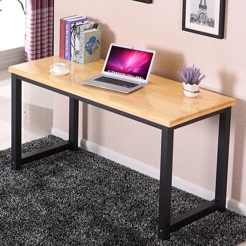 Простые столы фото Simple wood steel computer desk study table minimalist home desktop Bar coffee b