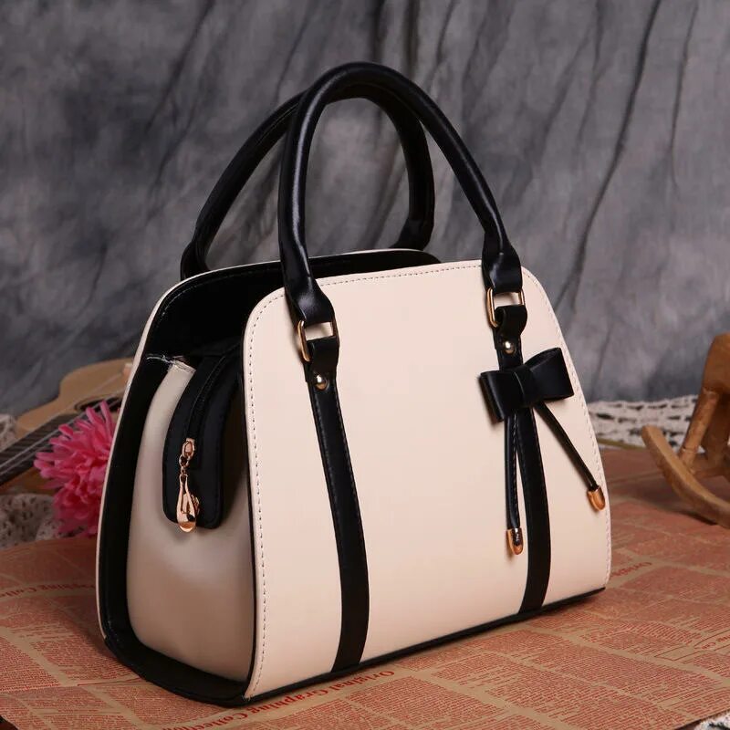 Простые сумочки PU Leather Women Bow-knot Casual Bags Large Capacity Solid Color Handbag купить 