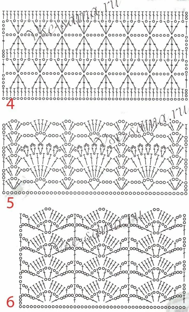 Ажурные узоры крючком со схемами 1 Puntos crochet patrones, Patrones, Crochet pa