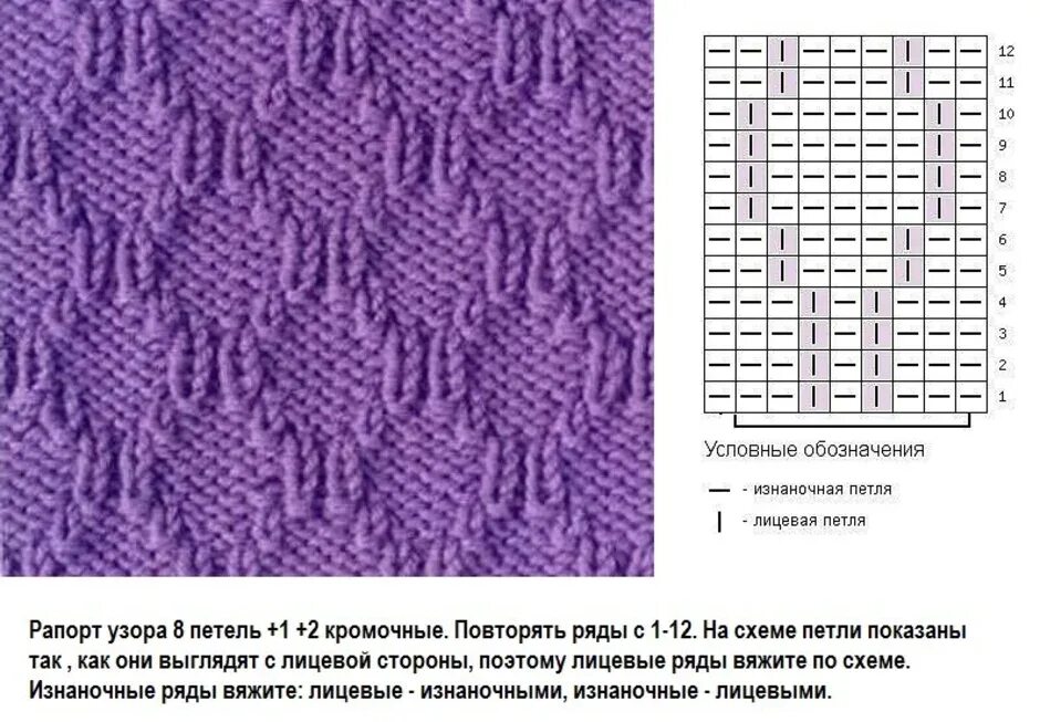 Простые узоры спицами фото со схемами Простая схема рисунка спицами: найдено 90 изображений