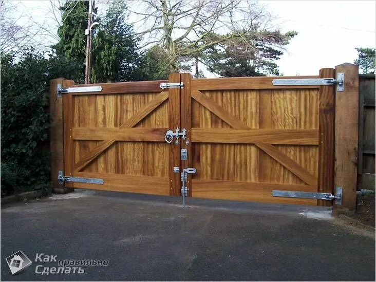 Простые ворота для дачи своими руками С красивой фурнитурой Driveway gate, Wood gates driveway, Fence gate design