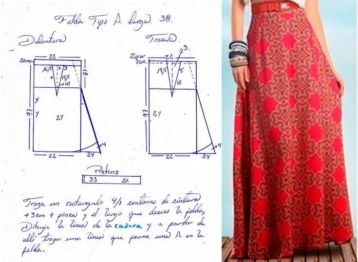 Простые выкройки длинных юбок Como Hacer Una Maxi-falda Sencilla Con Moldes Ropa interior de algodón, Faldas, 