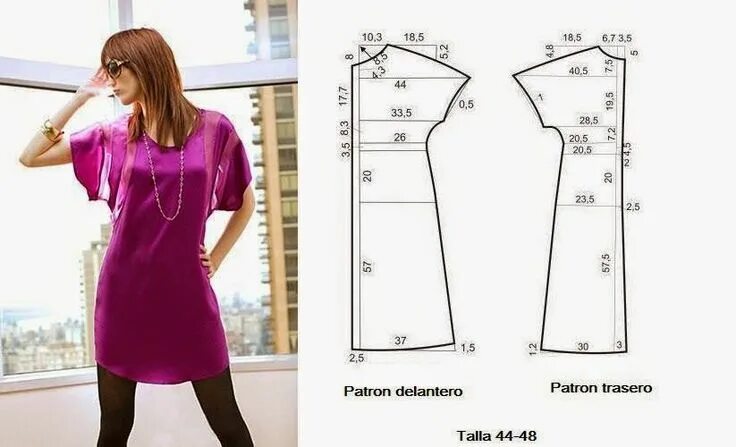 Простые выкройки для начинающих Moda e Dicas de Costura: VESTIDO FÁCIL DE FAZER - 1 Узоры для одежды, Образец мо