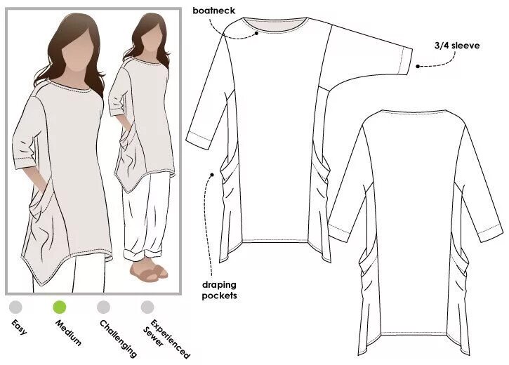 Простые выкройки купить Kaye Tunic Sizes 10 12 14 Women's Tunic Top PDF - Etsy Tunic sewing patterns, Se