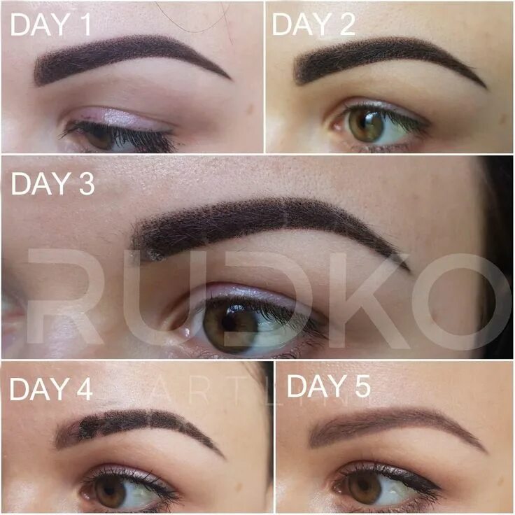 Процесс заживления пм бровей по дням фото Powder Eyebrows Permanent Makeup, Aftercare and Healing Powdered eyebrows, Perma