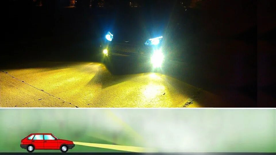 Противотуманные фары как выглядят на машине Жёлтые светодиодыв птф! led fog yellow - Skoda Octavia A5 Mk2, 1,8 л, 2012 года 