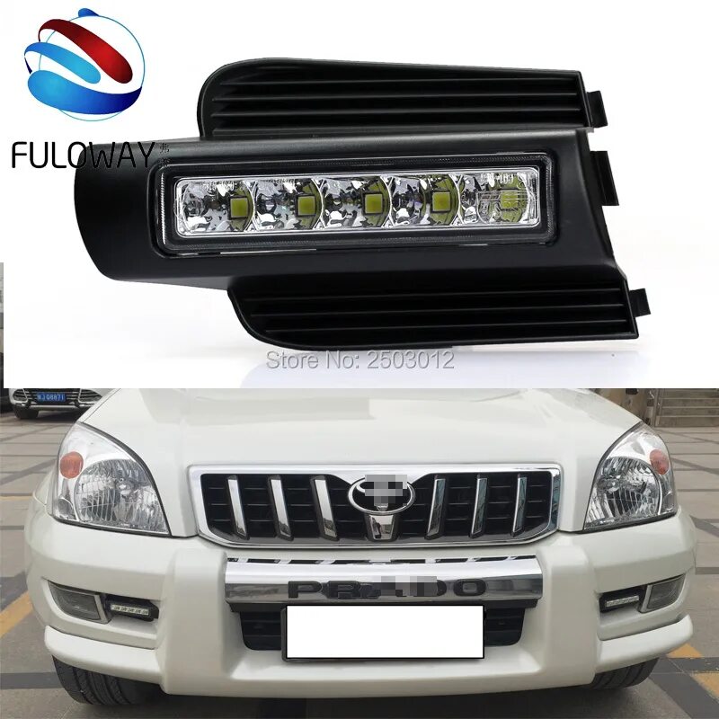 Противотуманные фары прадо 120 тюнинг купить LED Daytime Running Light For Toyota Prado 120 LC120 GRJ120 2003 to 2009 Fog Lam