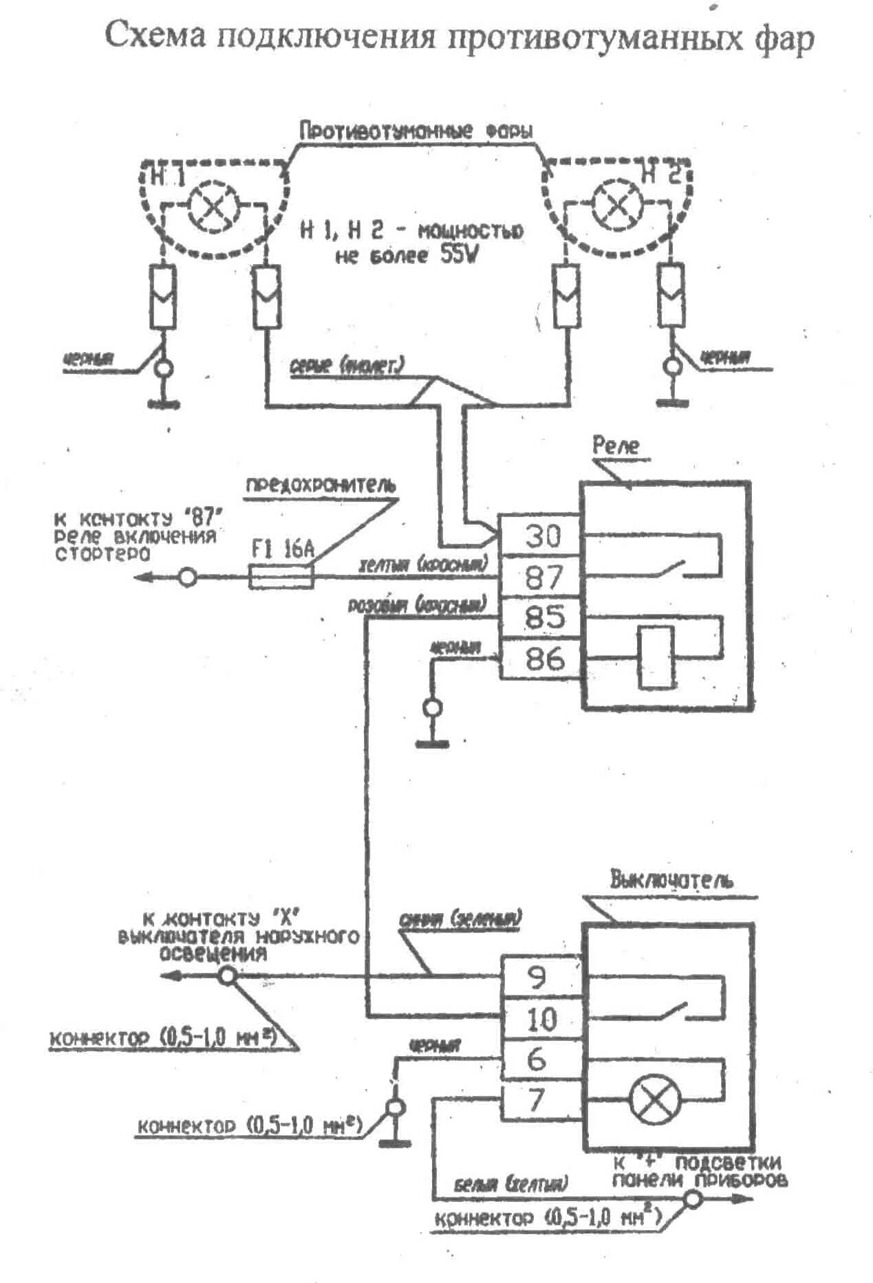 Противотуманные фары ваз 2112 схема Схема подключения противотуманных фар ваз 2112