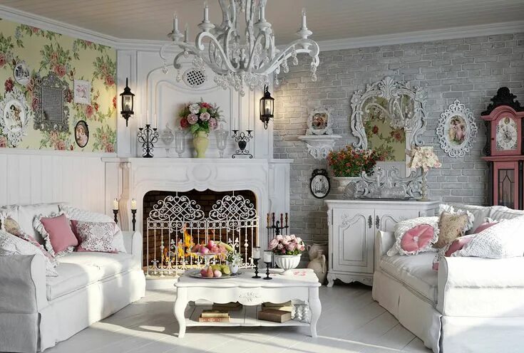 Прованский стиль в интерьере квартиры A living-room in a vintage style Shabby chic living room design, Shabby chic roo