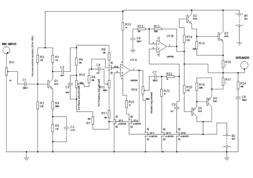 Проверенная схема усилителя Complete Circuit diagram of the public address audio amplifier Download Scientif