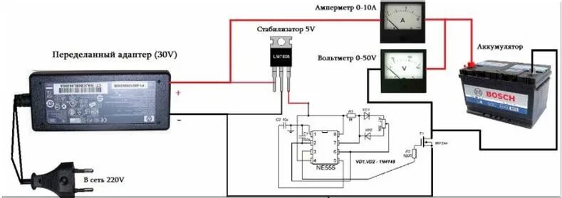 Проверка подключения зарядного устройства Импульсное зарядное устройство для автомобильного аккумулятора своими руками - D