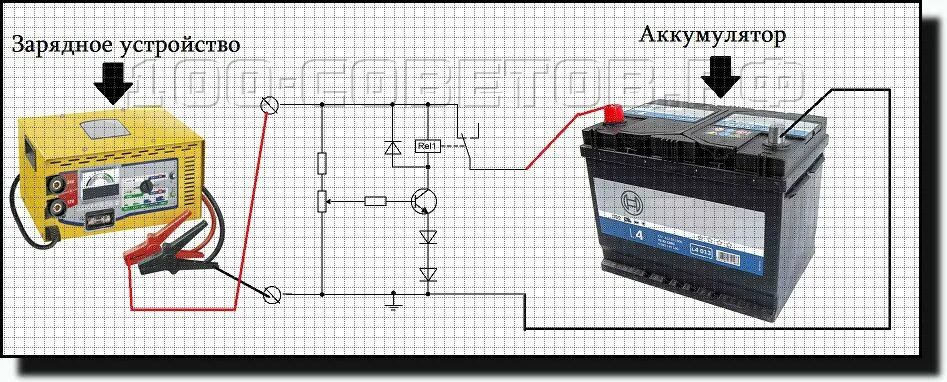 Проверьте подключение зарядного устройства Автоотключение любого ЗУ автомобиля при завершении зарядки, схема Зарядка, Элект