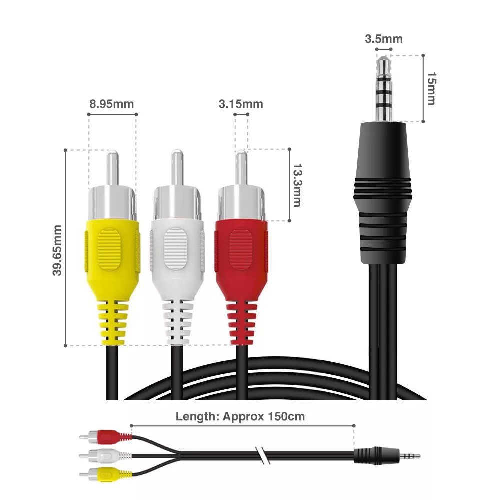 Провод для подключения 5.1 3.5 мм кабель av Мужской до 3 RCA Композитный Аудио Видео Jack штекер кабеля X 1