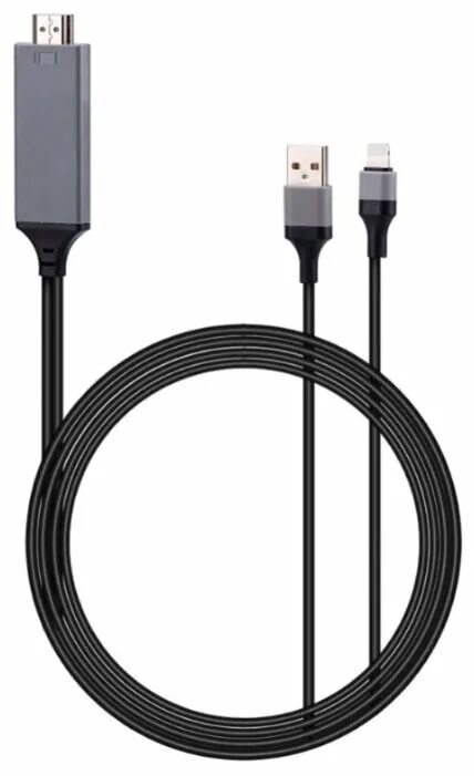 Провод для подключения айфона к компьютеру Кабель на iPhone HDMI и USB Черный - купить по выгодной цене на Яндекс Маркете