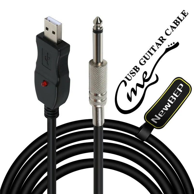 Провод для подключения гитары NewBEP 3M Guitar Audio Cable USB to 6.5mm Jack Computer Recording Cable Guitar B