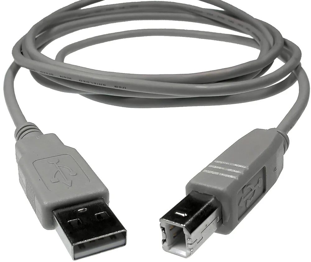 Провод для подключения принтера Кабель USB 2.0 USB A(m) USB B(m), 1.5 м, серый - купить кабель для принтера, МФУ