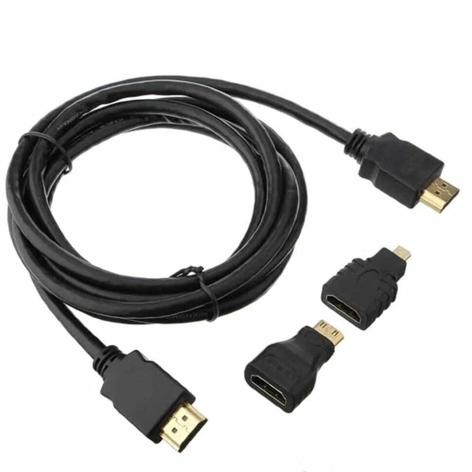 Провод для подключения телефона к телевизору Купить кабель HDMI 3в1 с переходниками mini HDMI и micro HDMI, 1.5 метра в г. Ал