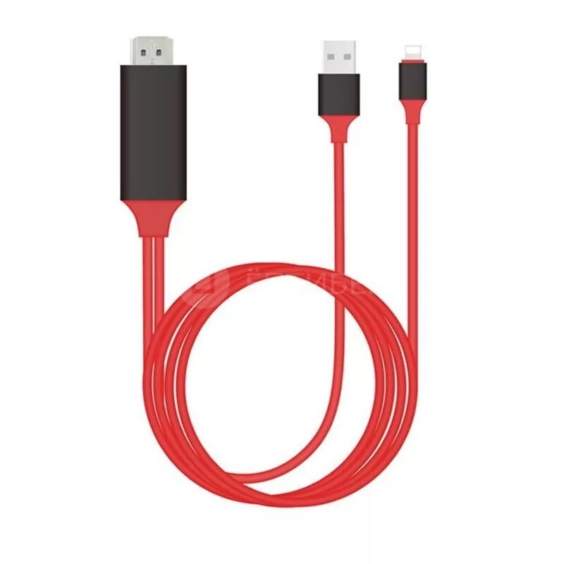 Провод для подключения телефона к телевизору HDMI USB Lightning кабель 2м для iPhone, iPad